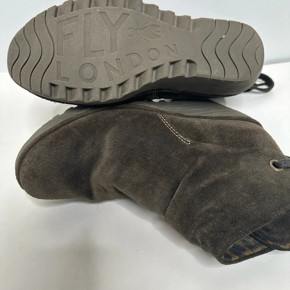 Fly London Suede Yama Booties in Diesel Size 8